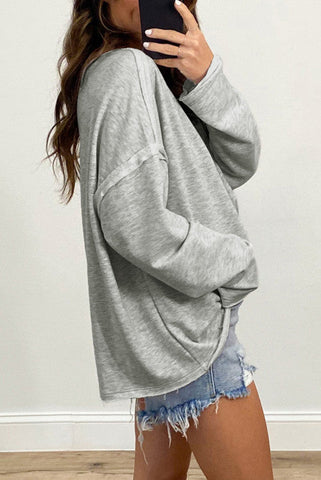Drop Sleeve Fall Top - Gray