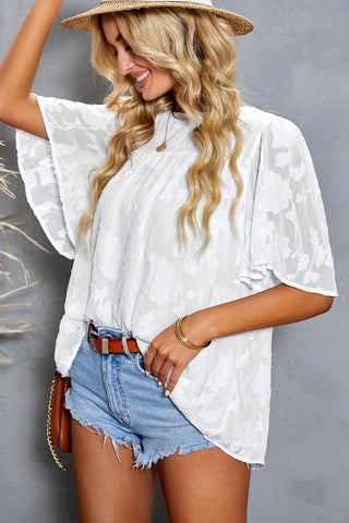 Subtle Floral Lace Top - White