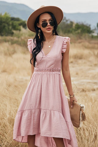 Crochet Detail Dress - Pink