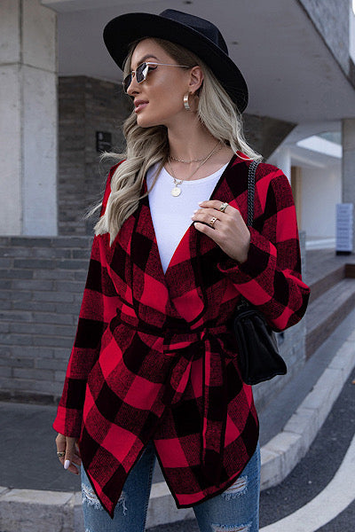 blæk Analytiker telefon Plaid Tie Coat - Red | Blue Chic Boutique