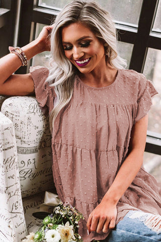 Swiss Dot Baby Doll Tunic Top - Mauve