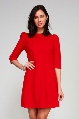 Half Sleeve Mini Dress - Red
