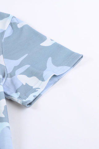 Blue Camo Casual Top