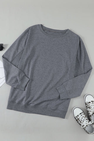Fall Staple Tunic Sweatshirt with Ribbing - Gray