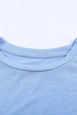 Color Block Tee with Pocket - Blue