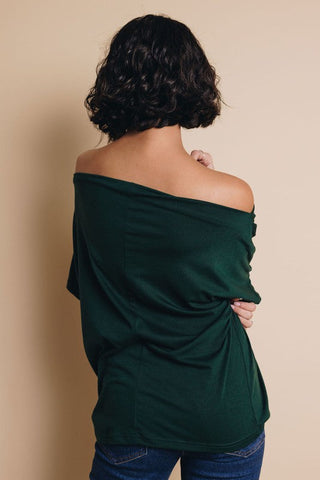 Short Sleeve Off Shoulder Knotted Top - Green