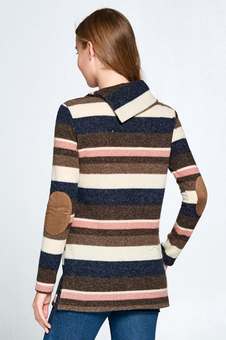 Striped Cowl Neck Top