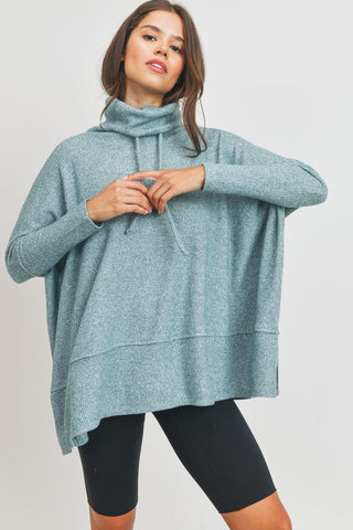 Thermal Cowl Neck Top - Green