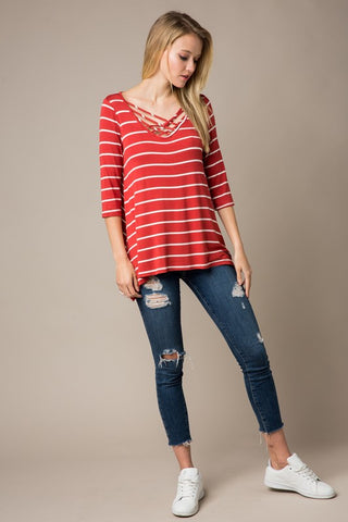 Sail Off Criss Cross Top - Coral