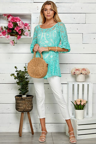 Lace Sheer Top - Mint