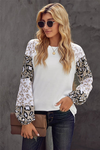 Bubble Sleeve Leopard Top