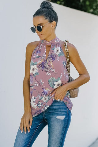 Floral Halter Top - Purple