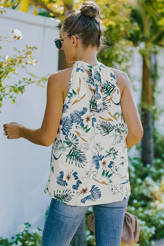 Floral Halter Top - Beige
