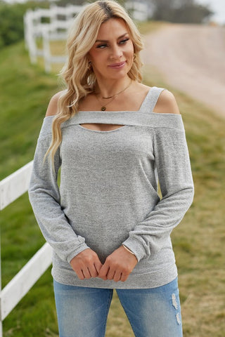 Cold Shoulder Top - Gray