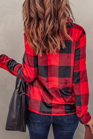 Plush Buffalo Plaid Pullover - Red