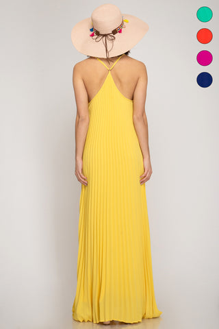 Pleated Maxi Dress - Tomato