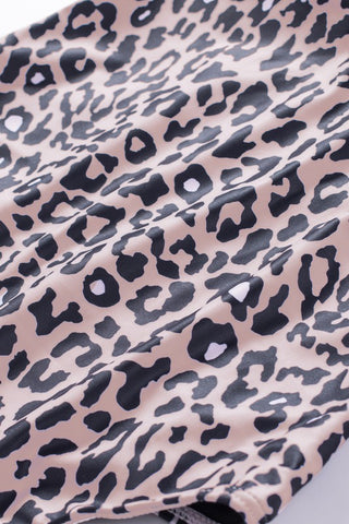 Mesh One Shoulder One Piece Swimsuit - Leopard