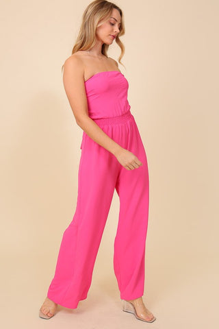 Vacay Vibes Strapless Jumpsuit - Pink