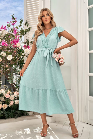 Swiss Dot Lace Maxi Dress - Mint