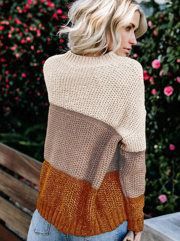 Fall Color Block Sweater - Orange