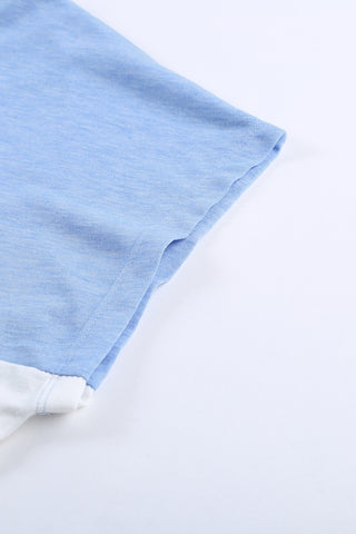 Color Block Tee with Pocket - Blue
