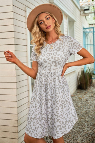 Leopard Print Empire Waist Knit Dress