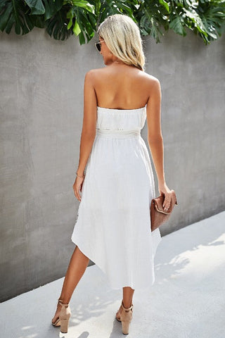 Chiffon Strapless Maxi Dress - White