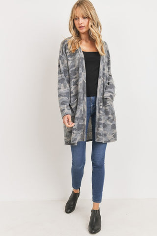 Brushed Fleece Camo Cardigan