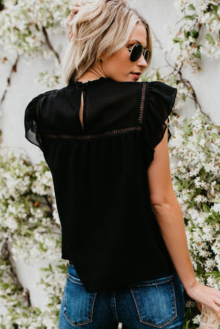 Flutter Sleeve Top - Black