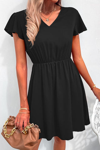 Simple Solid Dress - Black