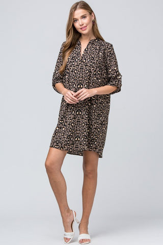 Leopard Shift Dress - Brown