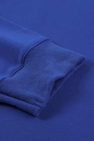 Fall Staple Tunic Sweatshirt with Ribbing - Blue