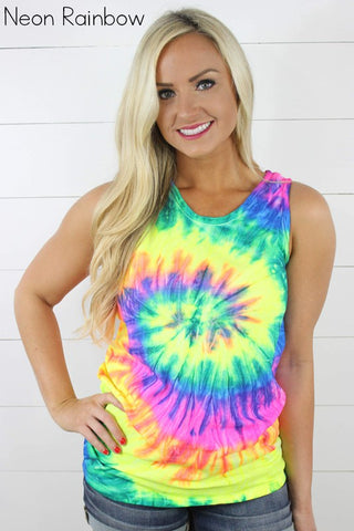 Tie Dye Tank Top - Neon Rainbow