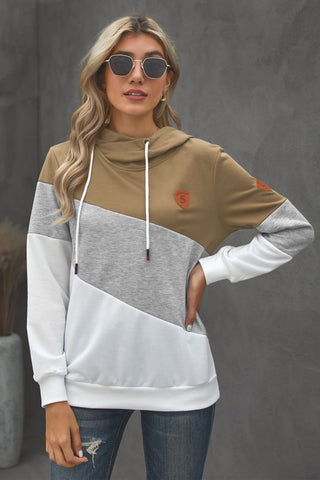 Thick and Cozy Color Block Hoodie - Brown