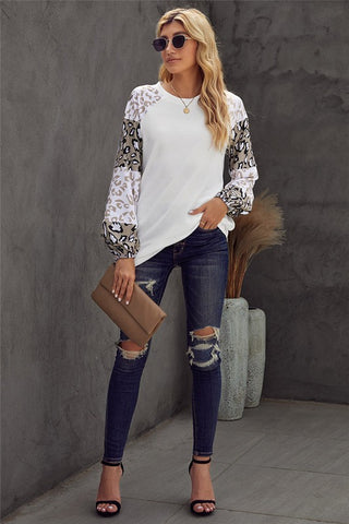 Bubble Sleeve Leopard Top