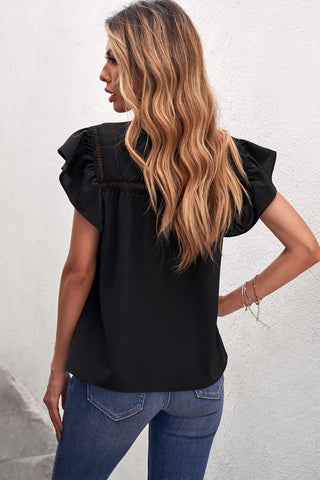 Flutter Sleeve Top - Black