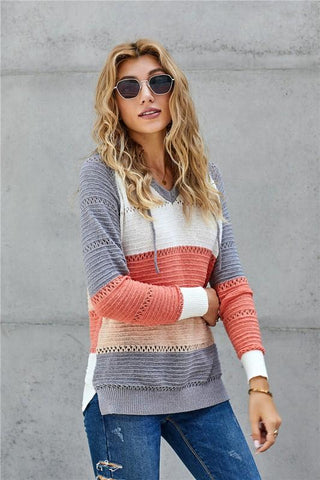 Sweater Hoodie - Grey/Pumpkin Mix