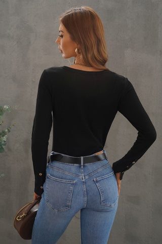 Fall Henley Top - Black