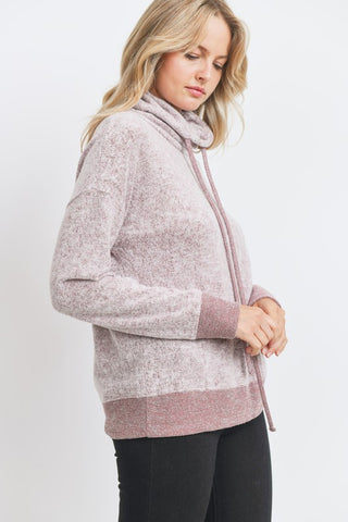 Soft Fleece Cowl Neck Top - Burgundy