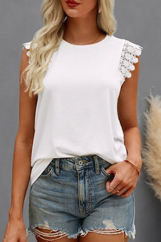 Crochet Sleeveless Top - White