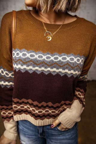 Fair Isle Sweater - Brown and Rust