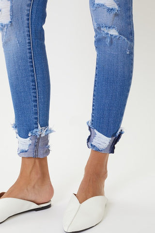 Kan Can Distressed Ankle Skinny Jeans