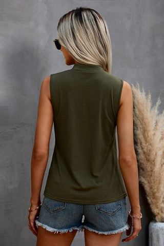 Halter Top with Cut Out Detail  - Olive