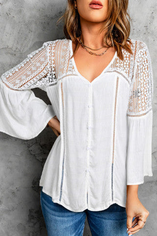 Summer Terrace Crochet Blouse - White