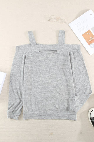 Cold Shoulder Top - Gray