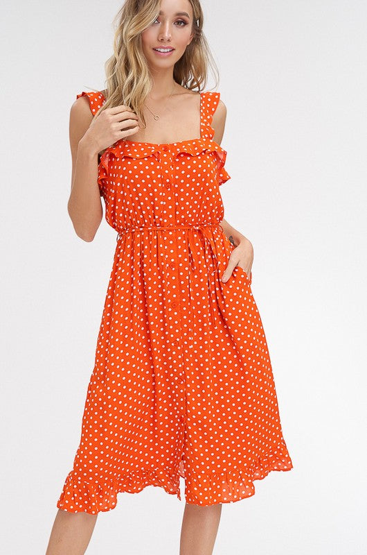 orange polka dot dress Polka Dot Sundress - Orange