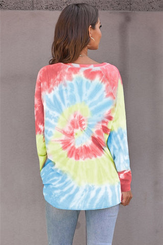 Crew Neck Tie Dye Top - Rainbow