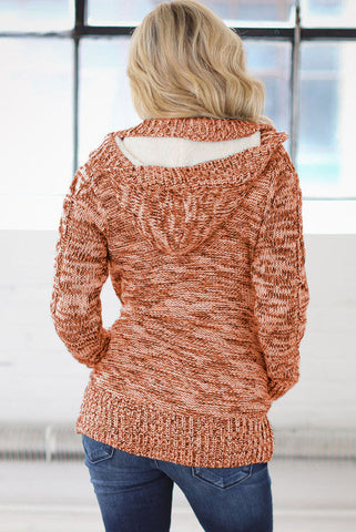 Faux Fur Lined Zip Up Sweater - Rust