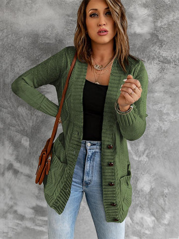 Cozy Textured Cardigan - Green