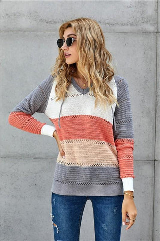 Sweater Hoodie - Grey/Pumpkin Mix